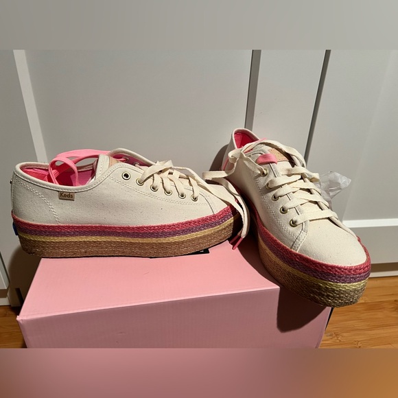 BNIB Kate Spade x Keds espadrille canvas platform sneakers 8.5 - Picture 5 of 10
